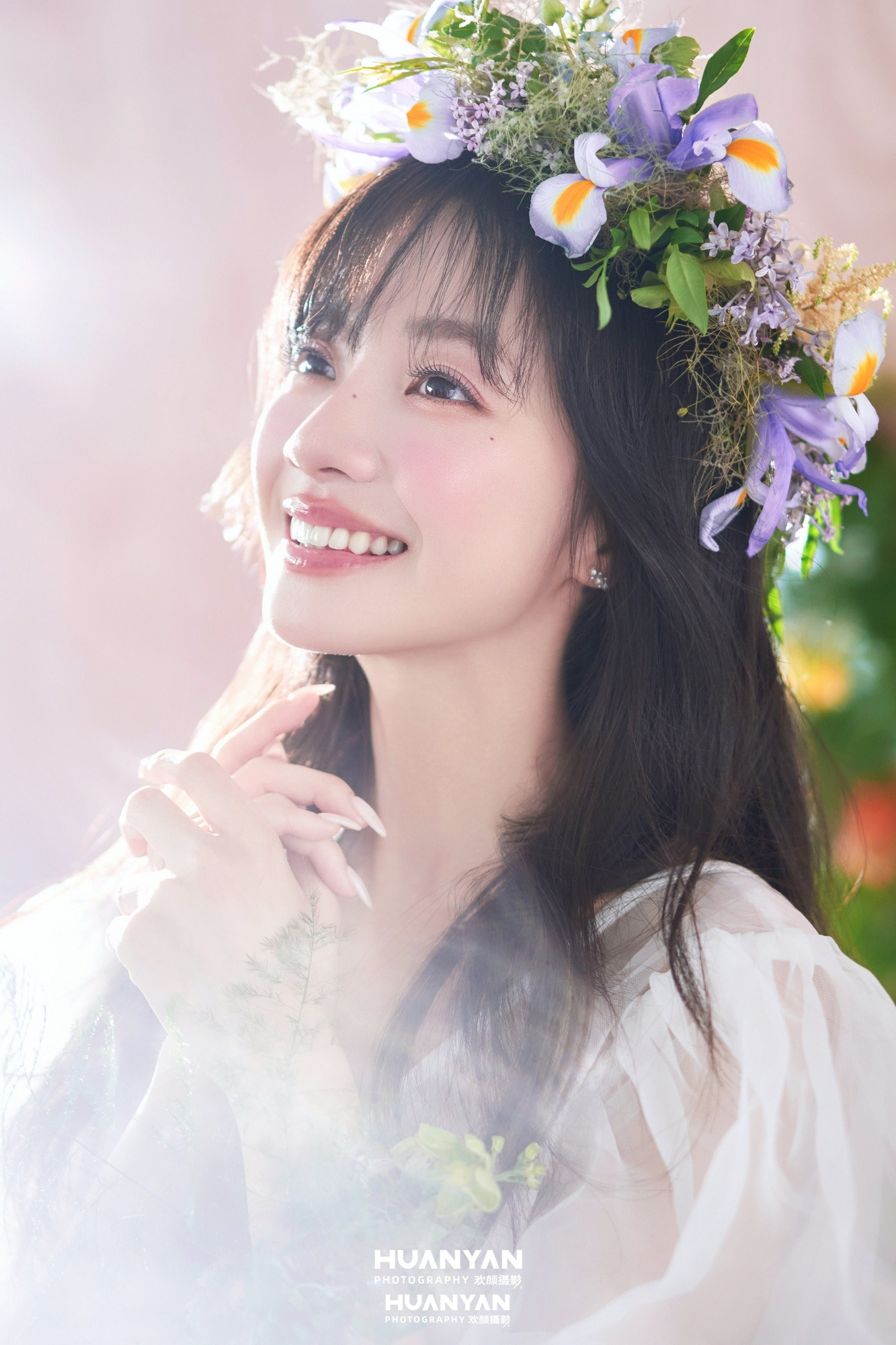 室内影棚清新自然婚纱照实拍（花环午后系列）