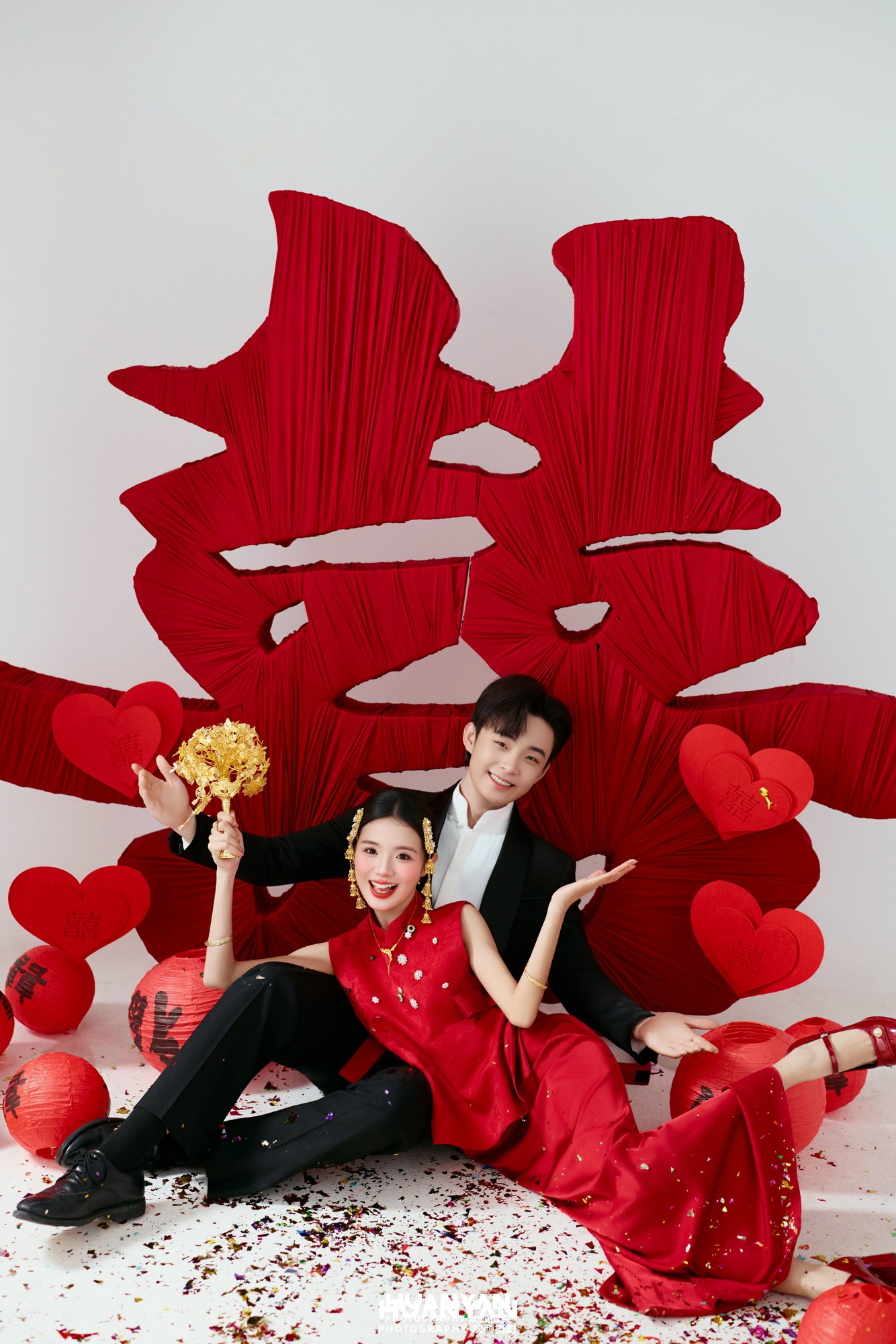 新中式婚纱照 · 室内影棚场景 · 金囍相赠客片