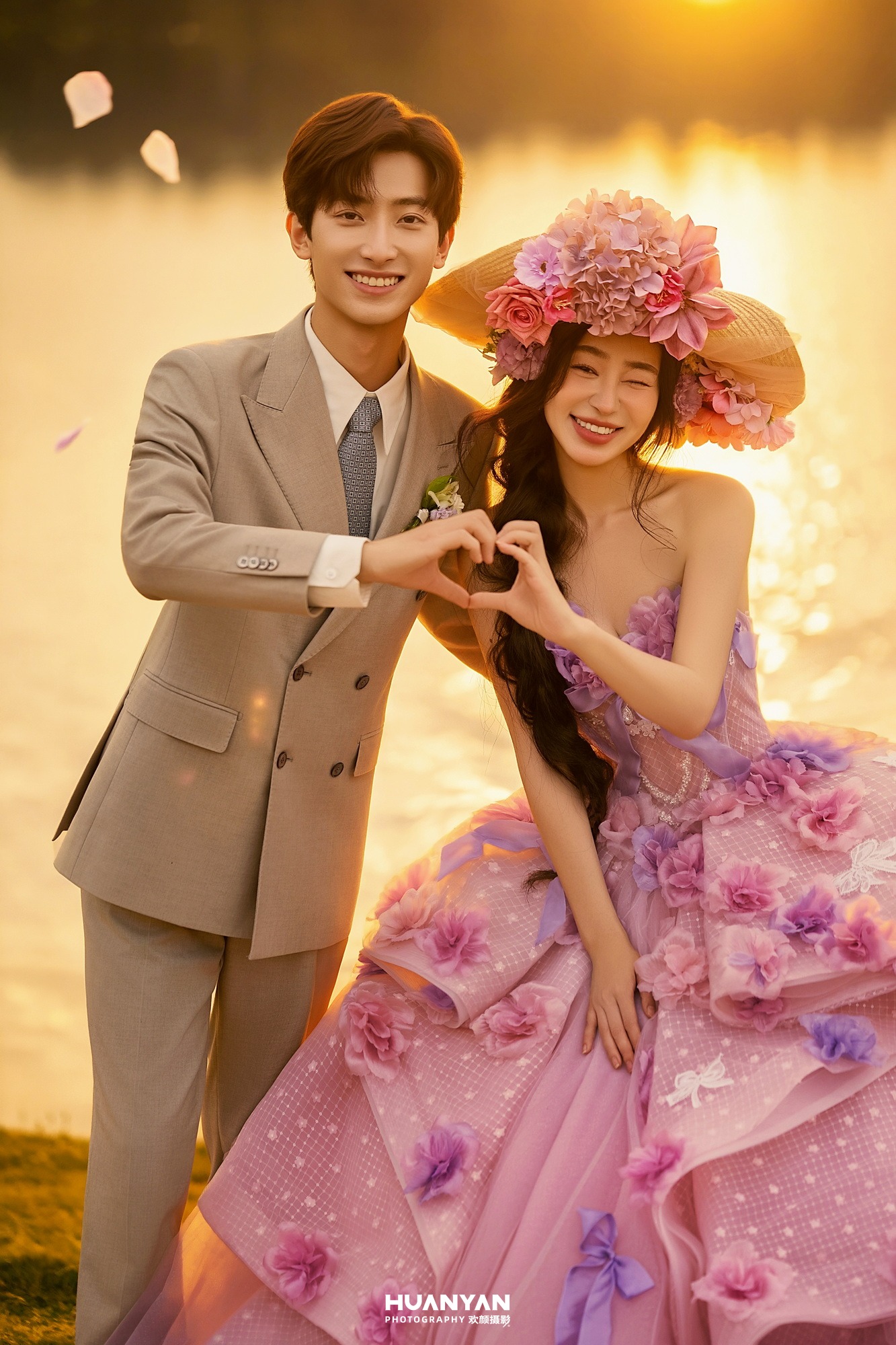湖上花雨客片第3张｜浪漫唯美婚纱照，摄于户外自然