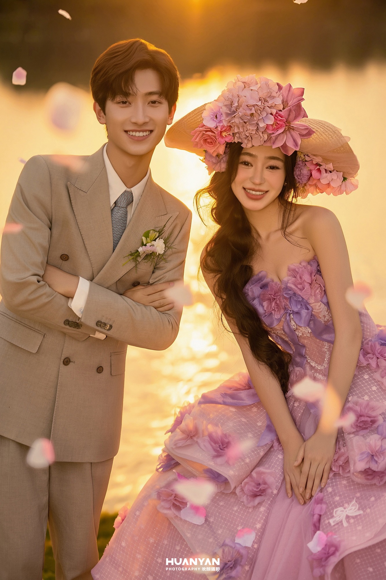 户外自然浪漫唯美婚纱照实拍（落日绯梦系列）