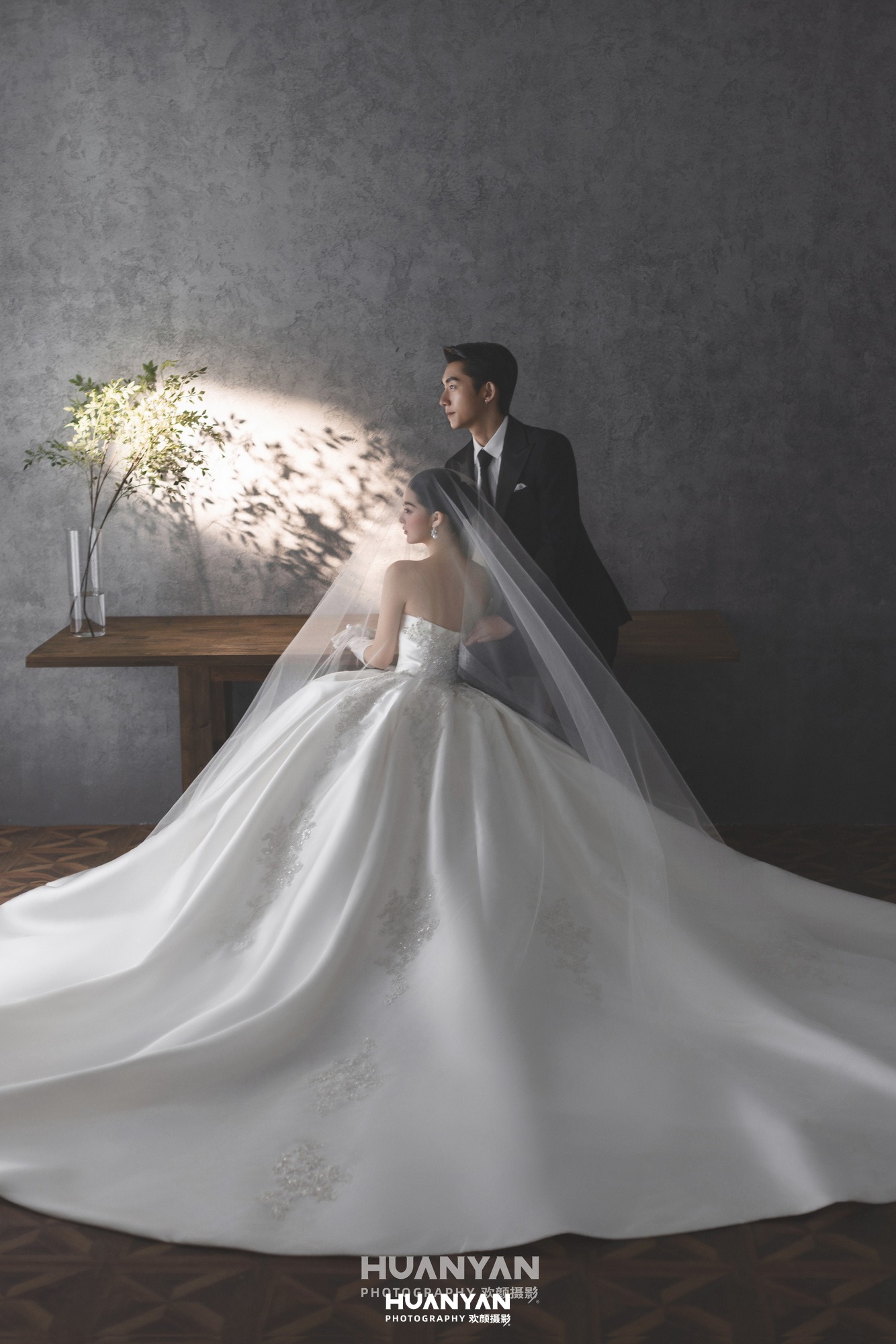 室内影棚韩式温柔婚纱照实拍（纱上花开系列）