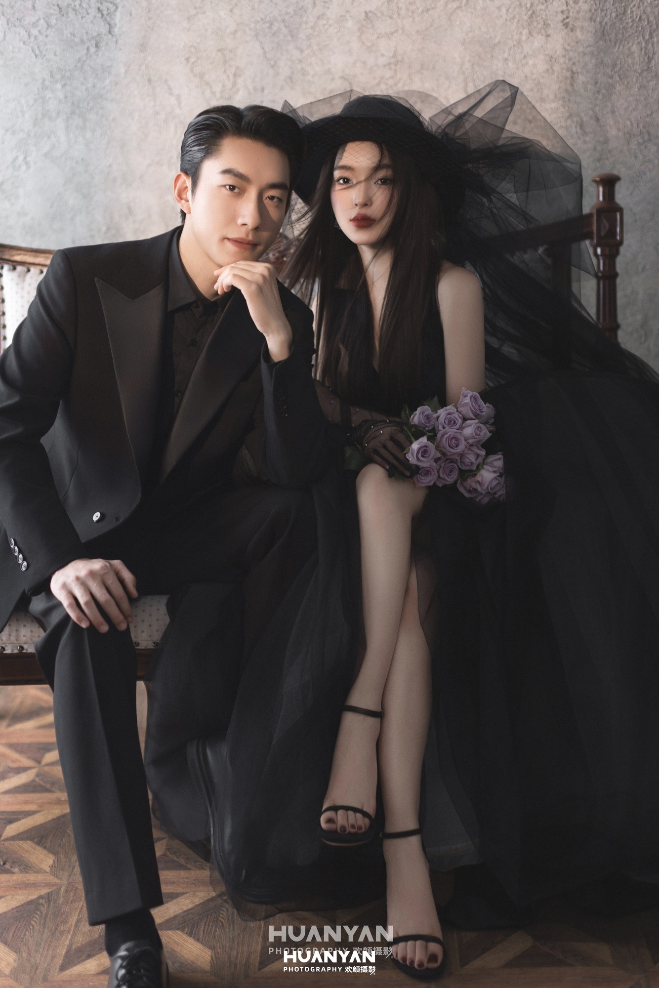 新中式婚纱照 · 室内影棚场景 · 蝶落暖光客片