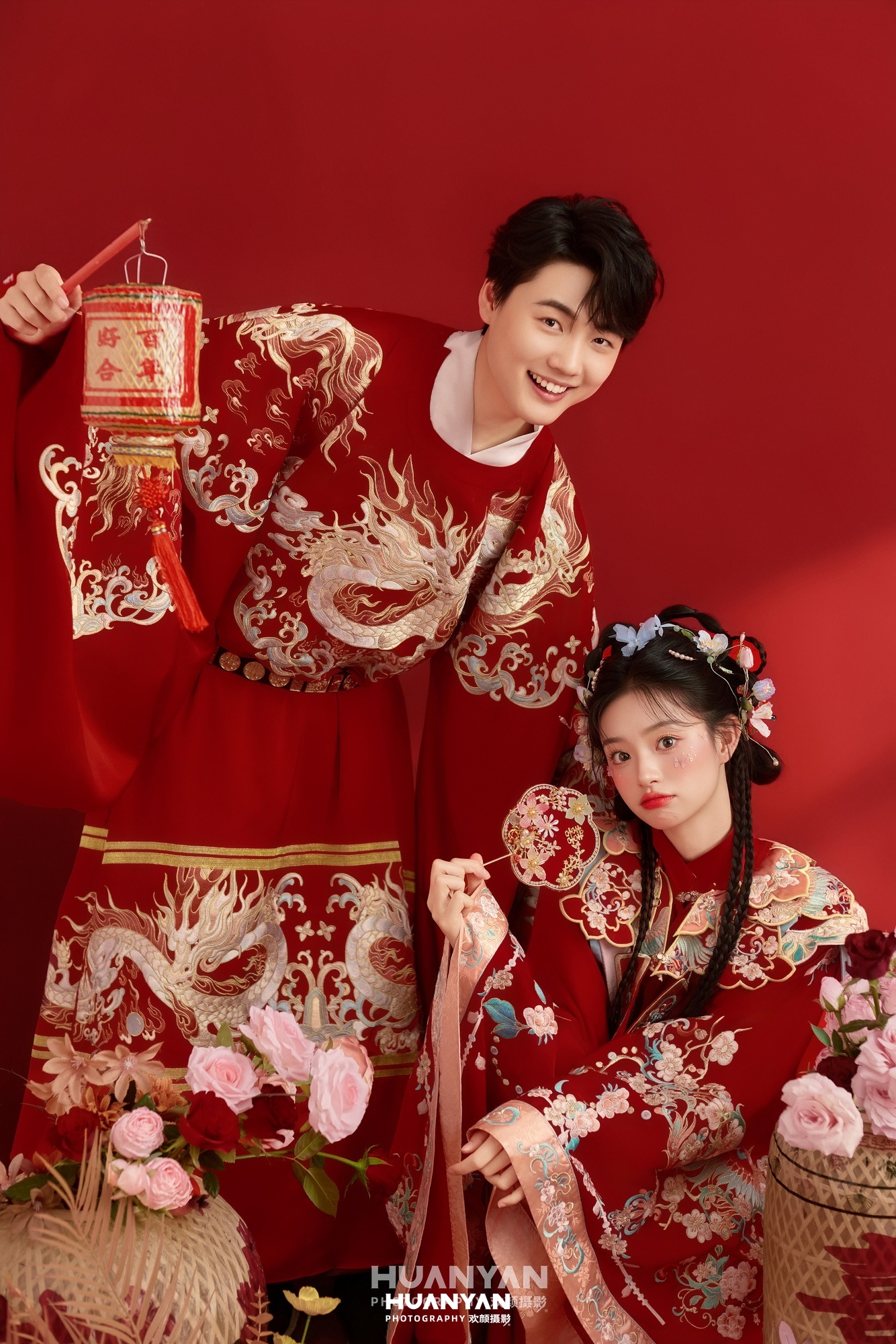 红衣酿喜：新中式婚纱照室内影棚实拍