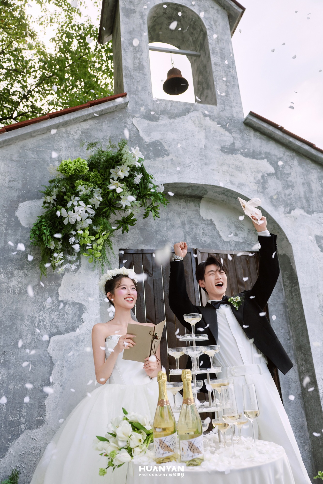 户外自然韩式温柔婚纱照实拍（钟声香槟系列）